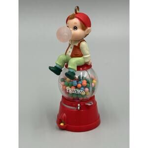 Vintage Forever Friends Ornament Featuring An Elf Sitting On A Gumball Machine